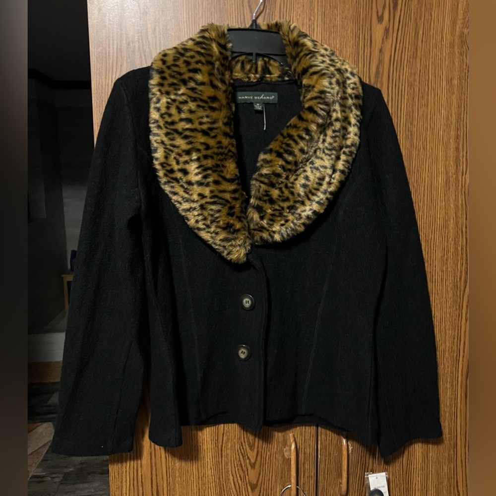 Vintage with tags black wool sweater jacket women’s Sz M